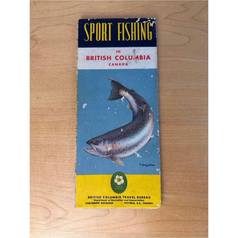 Vintage 1960 British Columbia Canada Sport Fishing Road Map Gousha